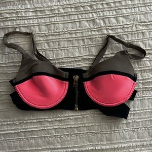 Zip up push up bikini top